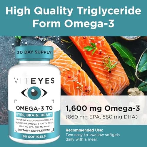 Viteyes Omega-3 TG Supports Eye & Heart Health | Natural Triglyceride Fish Oil Formula, 60 Count thumbnail 3