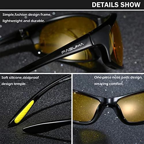 FAGUMA Polarized Sports Sunglasses For Men UV400 Protection, 65mm (2.55 inches) Lens Width | Polarized Lenses for Clear Vision thumbnail 5