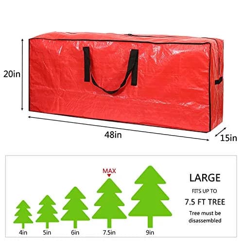 Sattiyrch Red Christmas Tree Storage Bag 122cm (48") | Protects Up to 7.5ft Trees from Dust & Moisture thumbnail 4