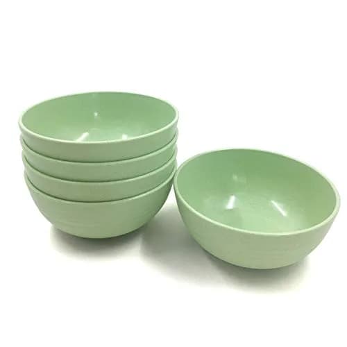 Asrnten Cereal & Soup Bowls Set of 5 | Unbreakable Wheat Straw, 5.3Inch, Dishwasher Safe (Green) thumbnail 1