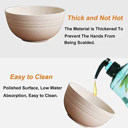 Asrnten Cereal & Soup Bowls Set of 5 | Unbreakable Wheat Straw, 5.3Inch, Dishwasher Safe (Green) thumbnail 5