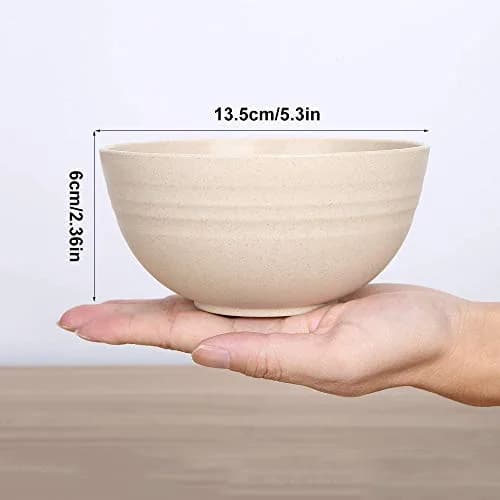 Asrnten Cereal & Soup Bowls Set of 5 | Unbreakable Wheat Straw, 5.3Inch, Dishwasher Safe (Green) thumbnail 2