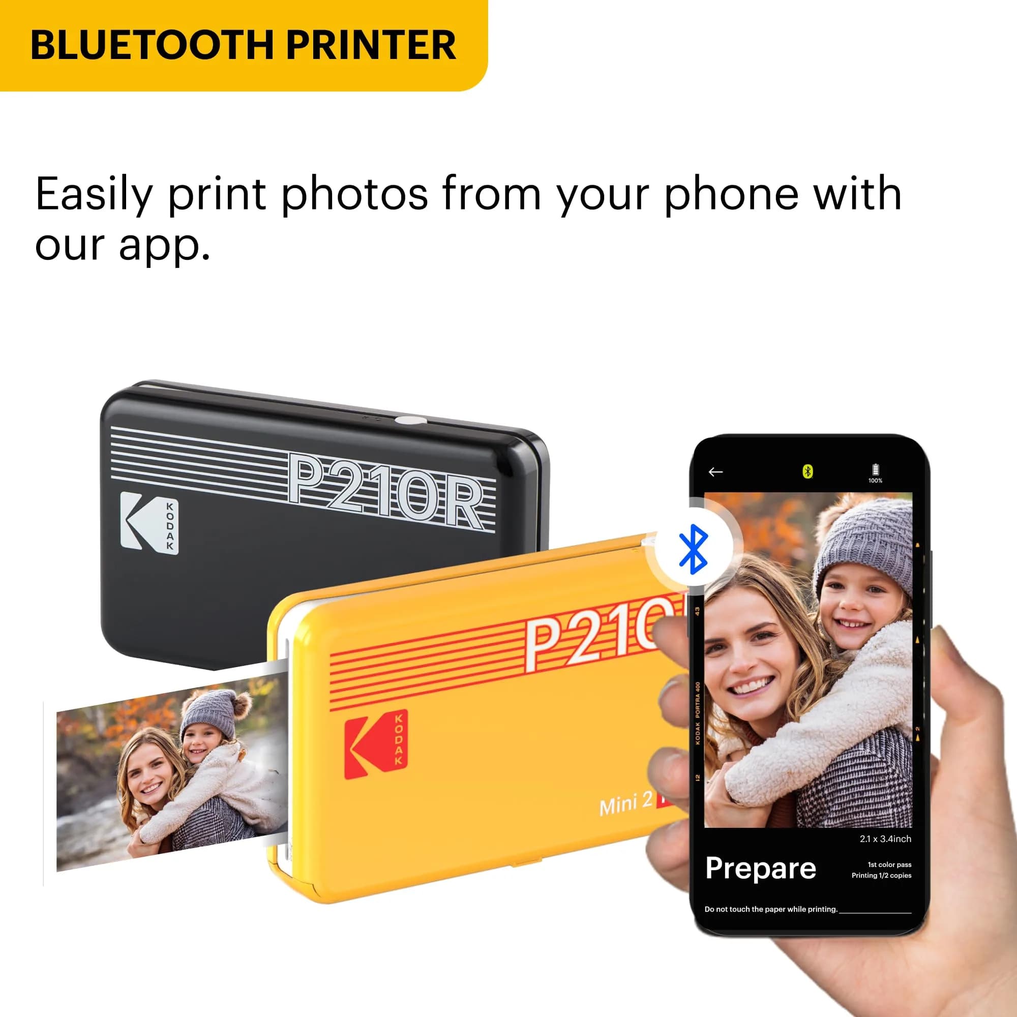 KODAK Mini 2 Retro Portable Photo Printer - Black, Includes 8 Photo Sheets - view 3