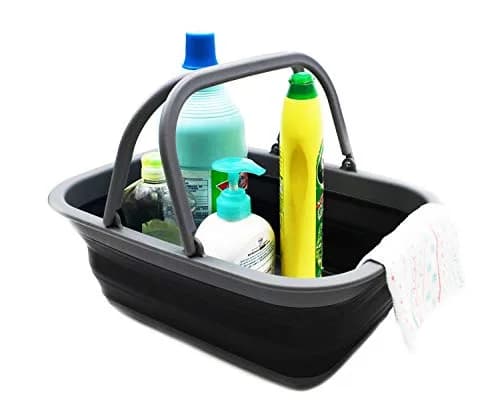 SAMMART 9.2L Collapsible Picnic Basket with Handles | Space Saving, Portable & Foldable (Grey/Black) thumbnail 5