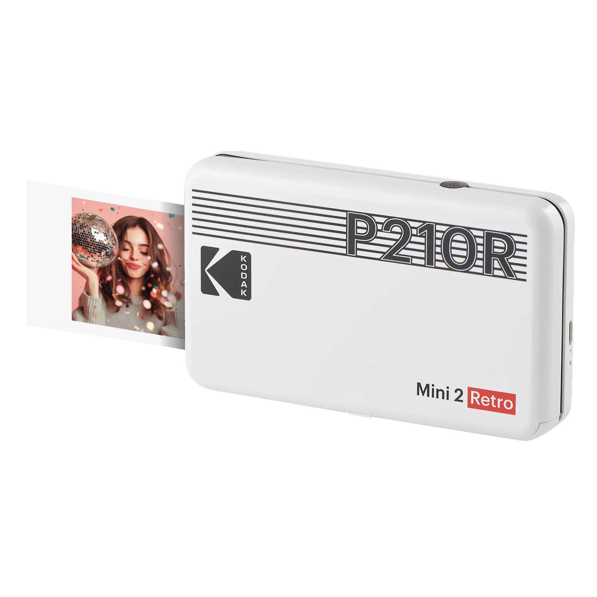 KODAK Mini 2 Retro Portable Photo Printer Yellow | 2x3 Inch Prints, 4PASS Dye Sublimation — White / Printer + 8 Sheets