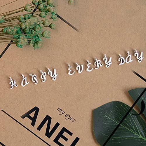 SANNIX Silver Letter Charms Alphabet A-Z Mini Cursive 0.39"-0.51" | DIY Jewelry thumbnail 4