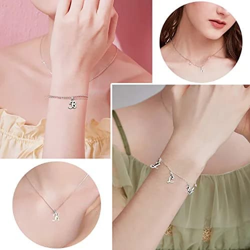 SANNIX Silver Letter Charms Alphabet A-Z Mini Cursive 0.39"-0.51" | DIY Jewelry thumbnail 6