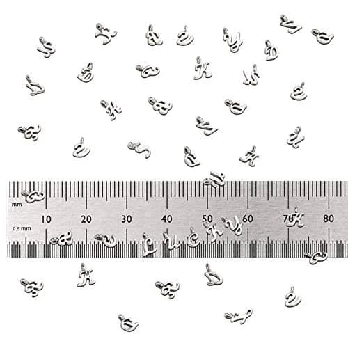 SANNIX Silver Letter Charms Alphabet A-Z Mini Cursive 0.39"-0.51" | DIY Jewelry thumbnail 2
