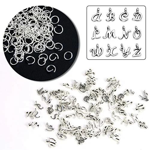 SANNIX Silver Letter Charms Alphabet A-Z Mini Cursive 0.39"-0.51" | DIY Jewelry thumbnail 3