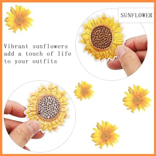 KuuGuu Fabric Applique Patch 20 pcs | Sunflower Embroidery Flowers for Clothes & DIY thumbnail 3