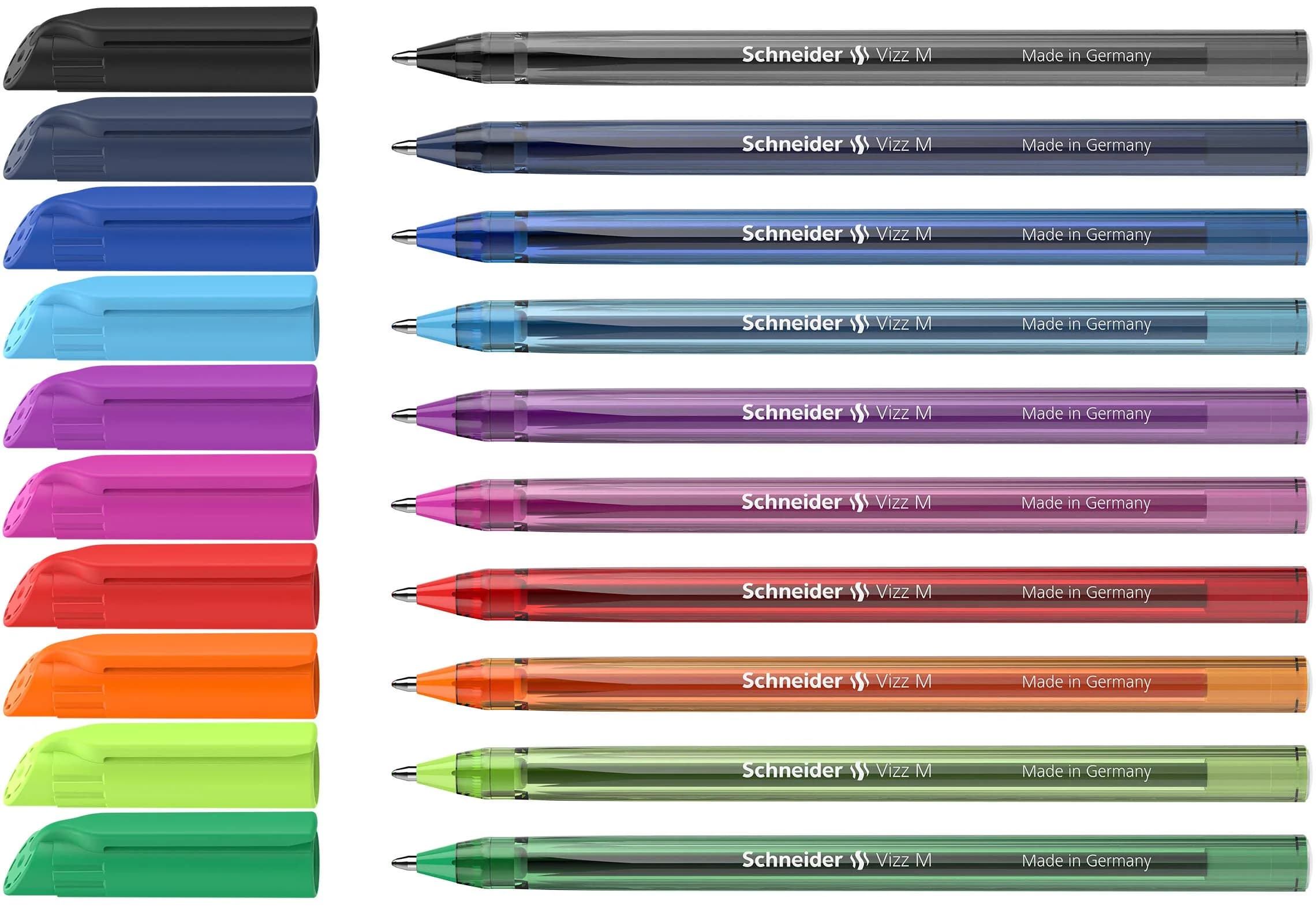 Schneider Vizz M Ballpoint Pen 1.0mm Assorted Colors (10-Pack) | Gelco Technology, Recycled Plastic Body - main product image