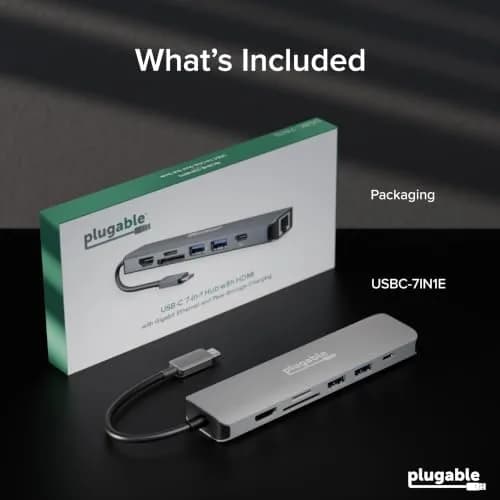 Plugable USB-C Hub 7-in-1 for Single HDMI Display | Driverless Hub, 100W Power Delivery, 4K HDMI, USB 3.0 Ports, SD/microSD Card Reader thumbnail 7