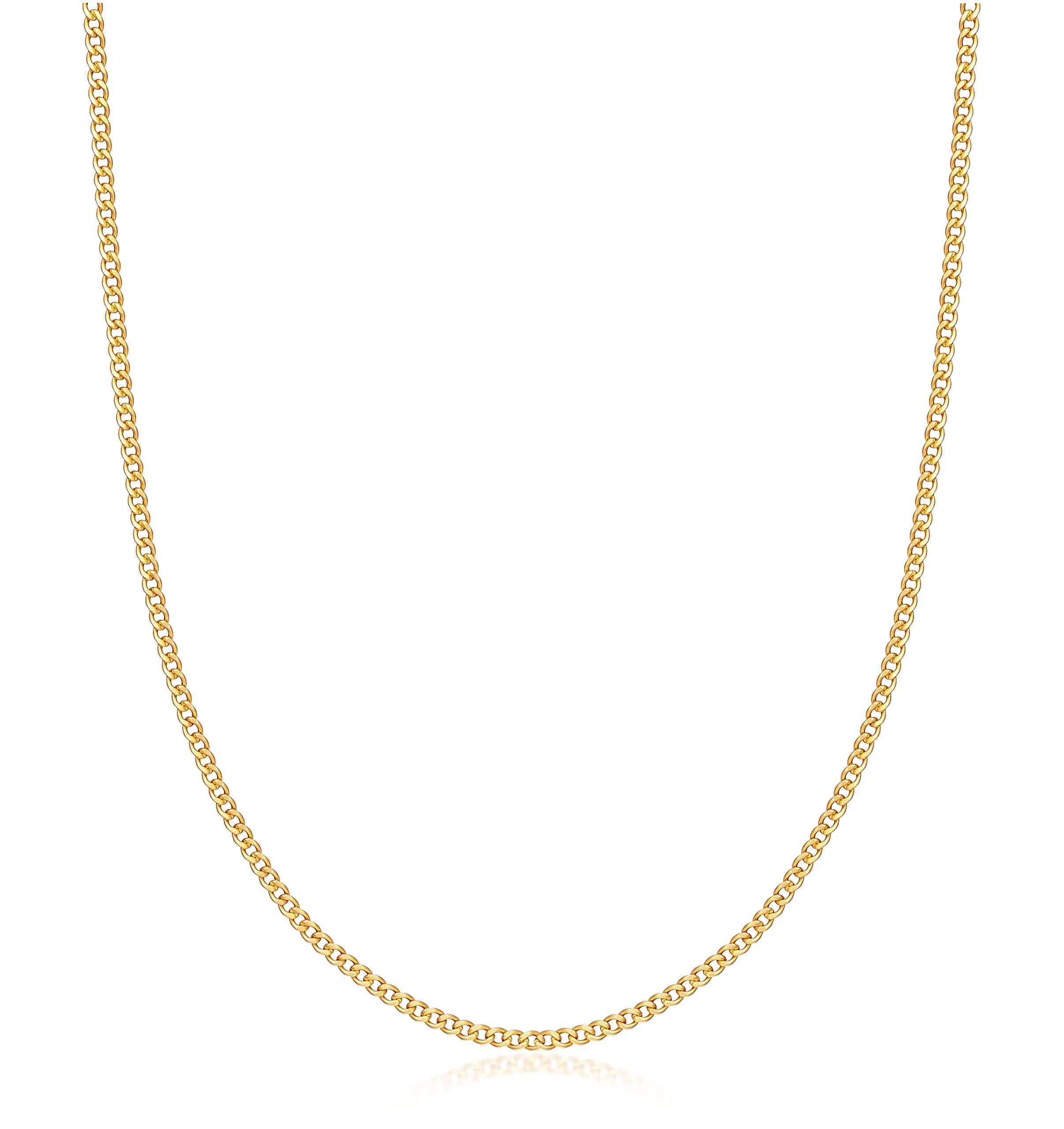 Barzel 18K Gold Plated Cuban Link Chain Necklace 2MM Thickness, 50.8cm (20 Inches) | Bold Statement Jewelry — 2MM Gold
