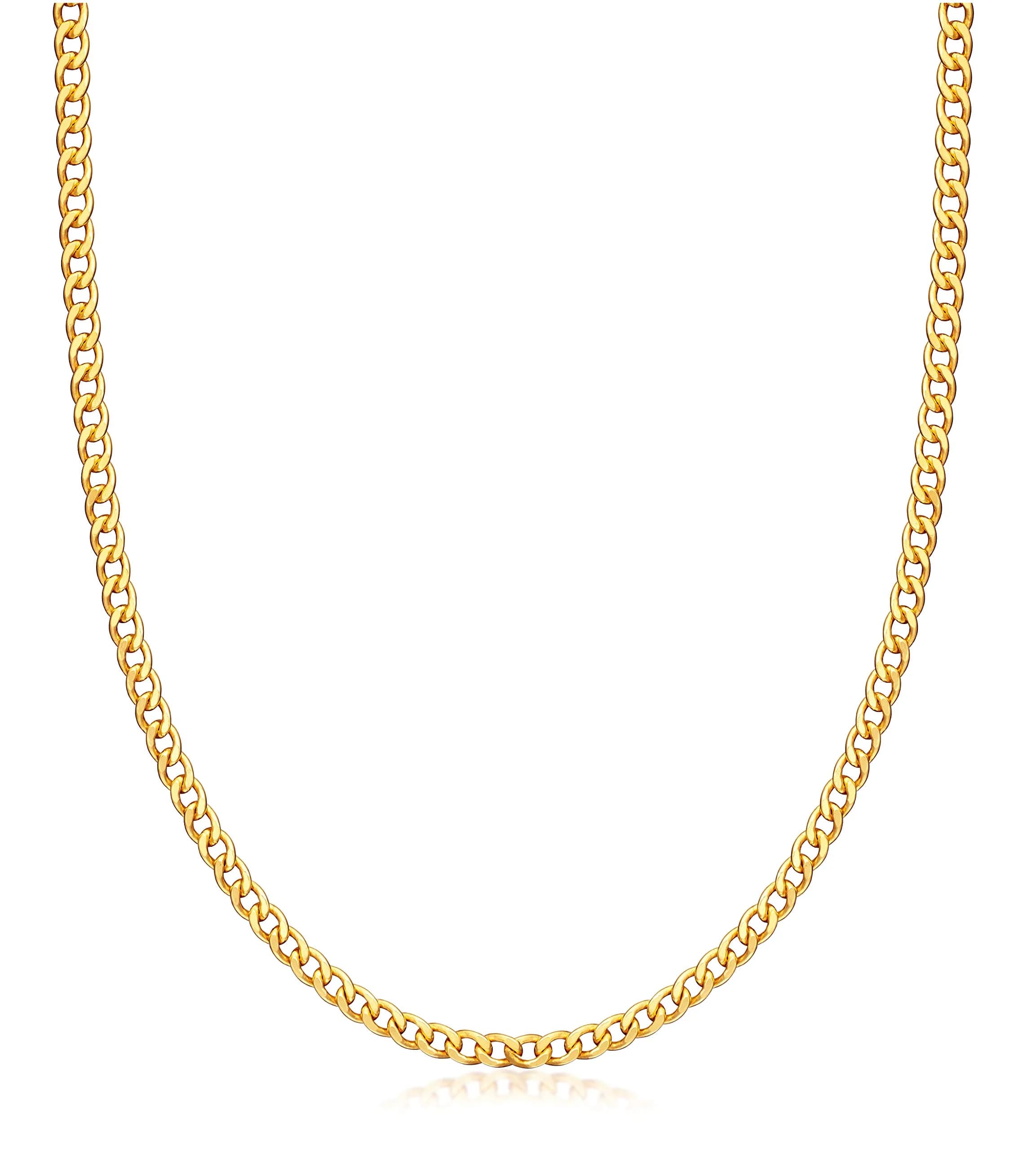Barzel 18K Gold Plated Cuban Link Chain Necklace 4mm Width, 22 Inches Length | Classic Statement Jewelry