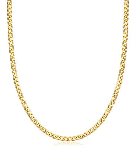 Barzel 18K Gold Plated Cuban Link Chain Necklace 4mm Width, 22 Inches Length | Classic Statement Jewelry thumbnail 1
