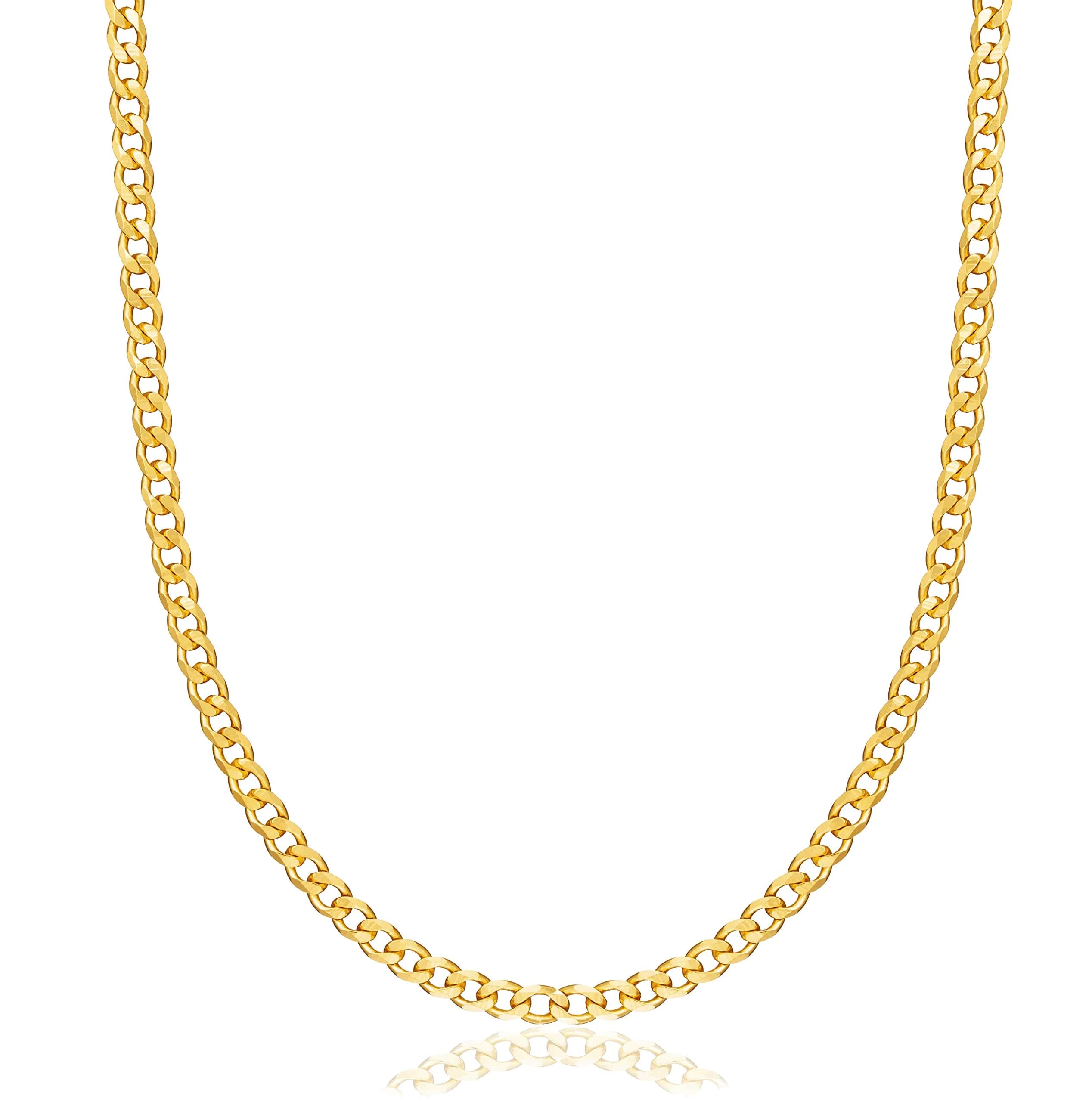 Barzel 18K Gold Plated Cuban Link Chain Necklace 4mm Width, 22 Inches Length | Classic Statement Jewelry — 5MM Gold