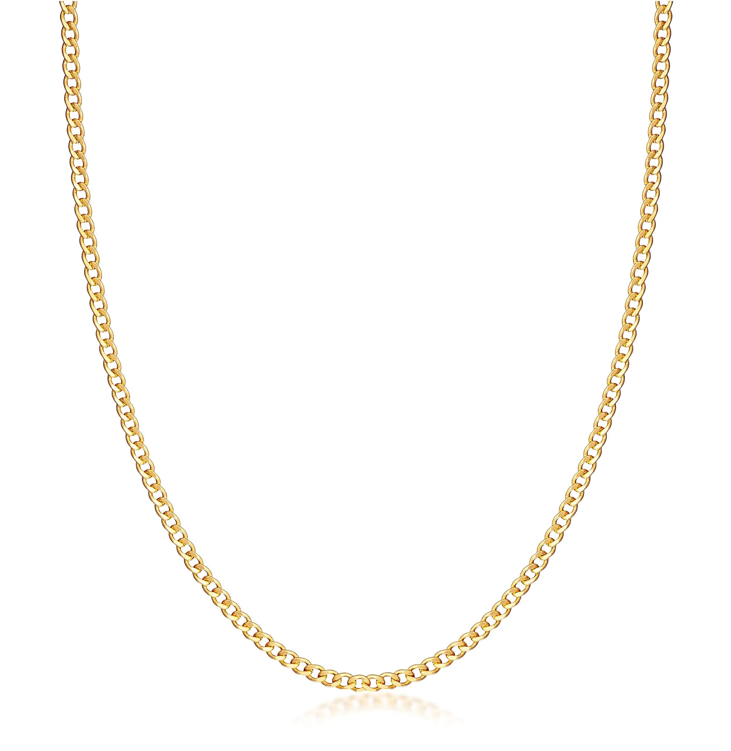 Barzel 18K Gold Plated Cuban Link Chain Necklace 2MM Thickness, 50.8cm (20 Inches) | Bold Statement Jewelry — 3MM Gold / 20 Inches