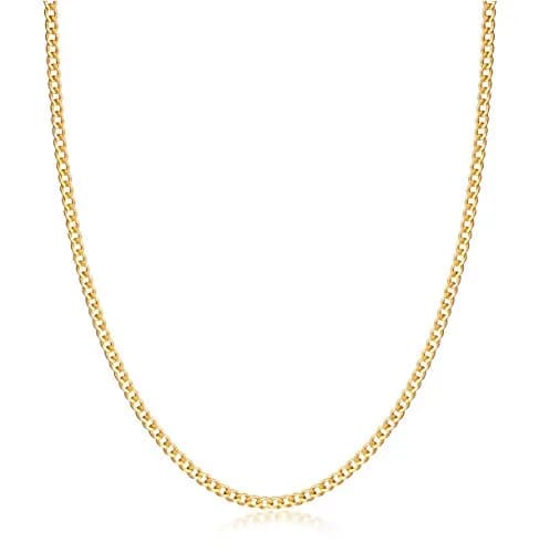 Barzel 18K Gold Plated Cuban Link Chain Necklace 3mm Width, 20 Inches Length | Classic Statement Jewelry thumbnail 1
