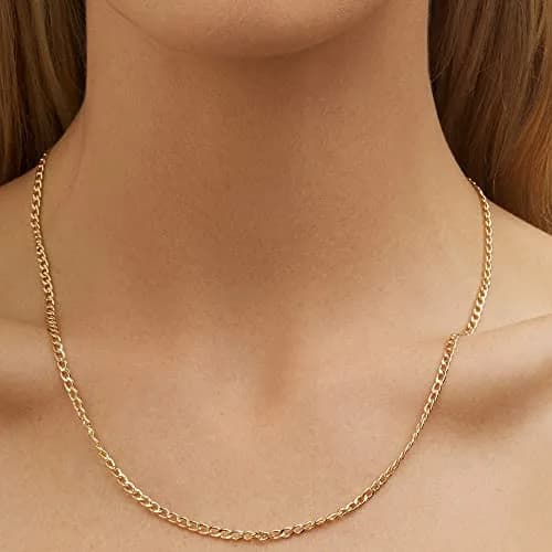 Barzel 18K Gold Plated Cuban Link Chain Necklace 3mm Width, 20 Inches Length | Classic Statement Jewelry thumbnail 4
