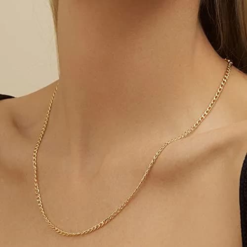 Barzel 18K Gold Plated Cuban Link Chain Necklace 3mm Width, 20 Inches Length | Classic Statement Jewelry thumbnail 3
