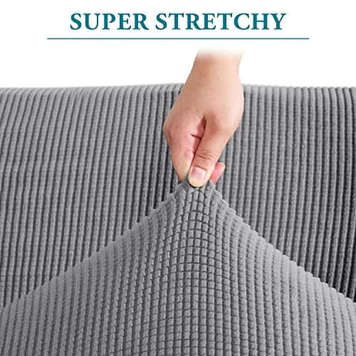 Flamingo P High Stretch Sofa Slipcover for Loveseat | Non Slip, Washable Jacquard Fabric (Medium, Dove) thumbnail 3