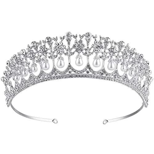 CROWN GUIDE Crystal Rhinestone Queen Bride Tiara Crown for Women Girls Headdress Vintage Bridal Birthday Prom Wedding Tiaras and Crowns Hair Jewelry Accessories Silver | Elegant Bridal Headpiece thumbnail 1