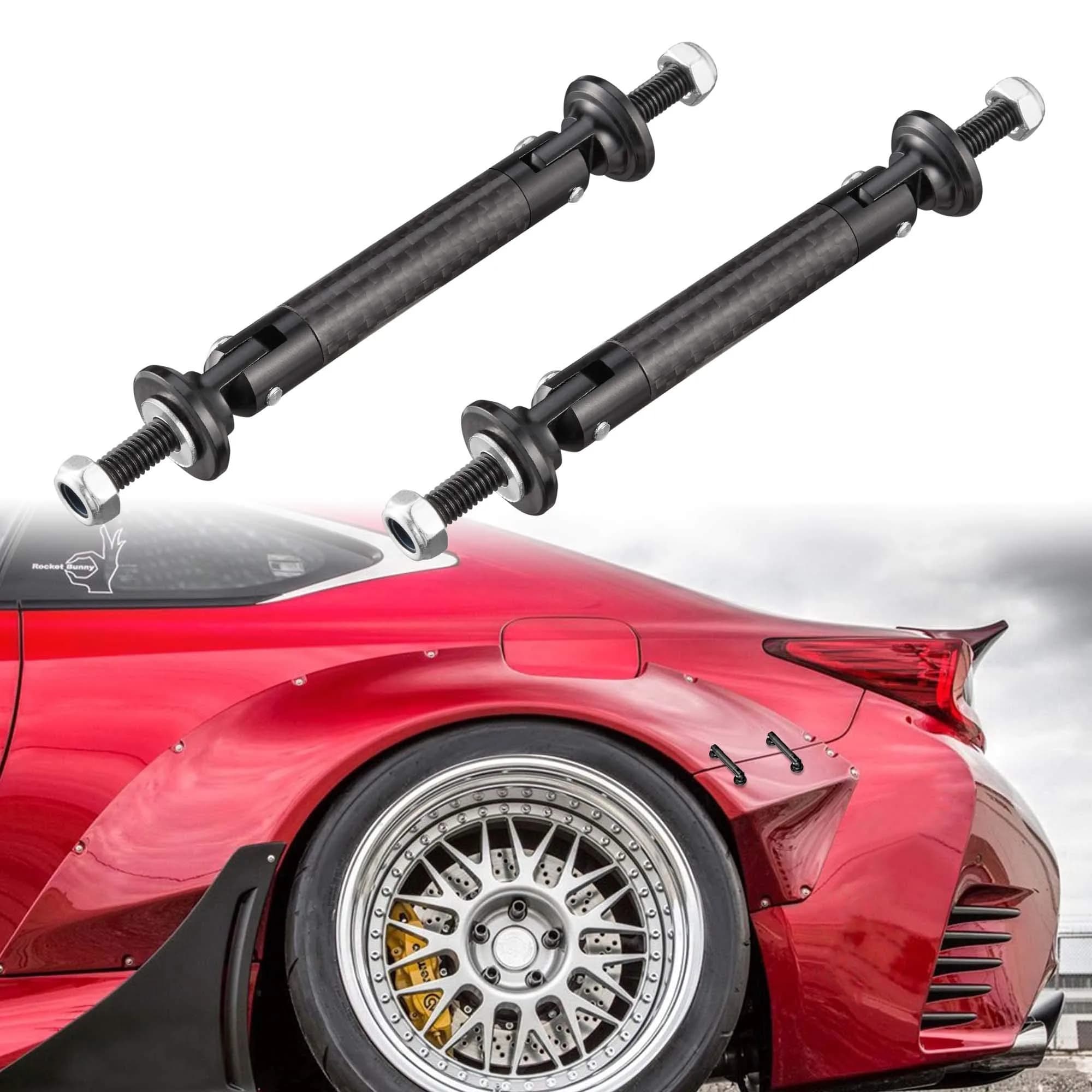 TOMALL Car Bumper Tie Rods 45mm Carbon Fiber Black | Fix & Decorate with Racing Effect