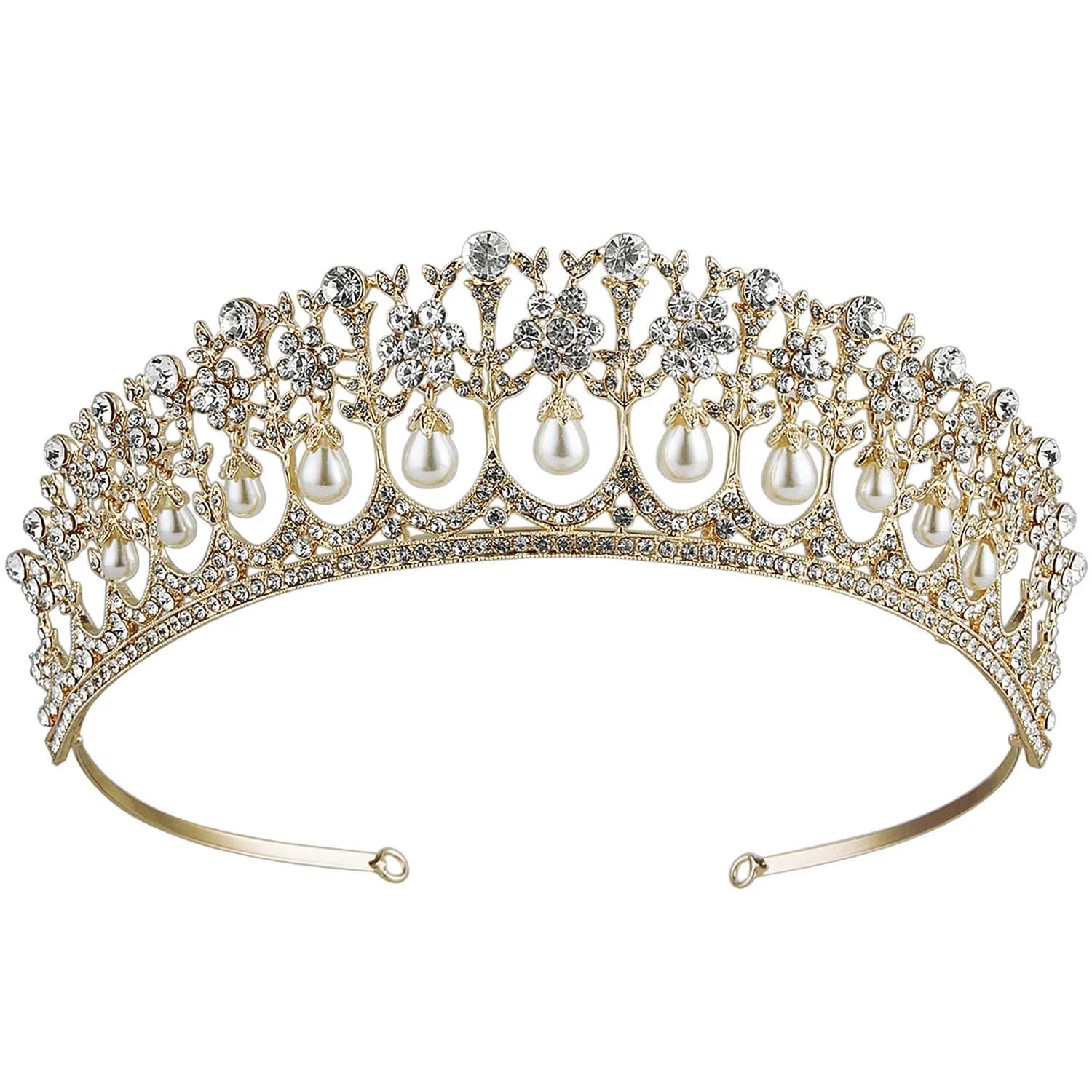 CROWN GUIDE Crystal Rhinestone Queen Bride Tiara Crown for Women Girls Headdress Vintage Bridal Birthday Prom Wedding Tiaras and Crowns Hair Jewelry Accessories Gold | Elegant Bridal Headpiece