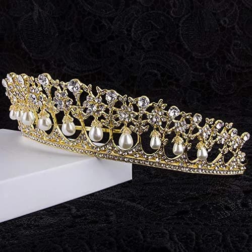 CROWN GUIDE Crystal Rhinestone Queen Bride Tiara Crown for Women Girls Headdress Vintage Bridal Birthday Prom Wedding Tiaras and Crowns Hair Jewelry Accessories Gold | Elegant Bridal Headpiece thumbnail 4