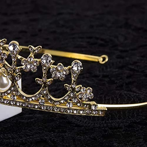 CROWN GUIDE Crystal Rhinestone Queen Bride Tiara Crown for Women Girls Headdress Vintage Bridal Birthday Prom Wedding Tiaras and Crowns Hair Jewelry Accessories Gold | Elegant Bridal Headpiece thumbnail 5