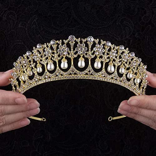 CROWN GUIDE Crystal Rhinestone Queen Bride Tiara Crown for Women Girls Headdress Vintage Bridal Birthday Prom Wedding Tiaras and Crowns Hair Jewelry Accessories Gold | Elegant Bridal Headpiece thumbnail 2