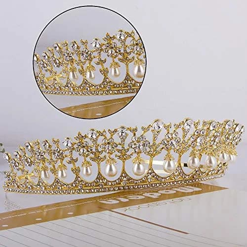 CROWN GUIDE Crystal Rhinestone Queen Bride Tiara Crown for Women Girls Headdress Vintage Bridal Birthday Prom Wedding Tiaras and Crowns Hair Jewelry Accessories Gold | Elegant Bridal Headpiece thumbnail 3