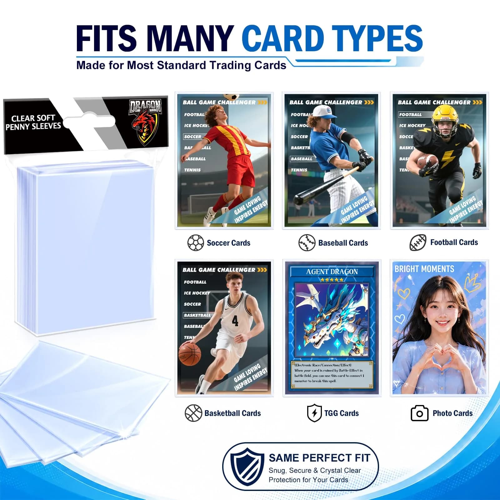 Kitoyz 1000 Counts Card Sleeves & Top Loaders | Bulk Value for Sports Cards, Football, Game Card - view 5