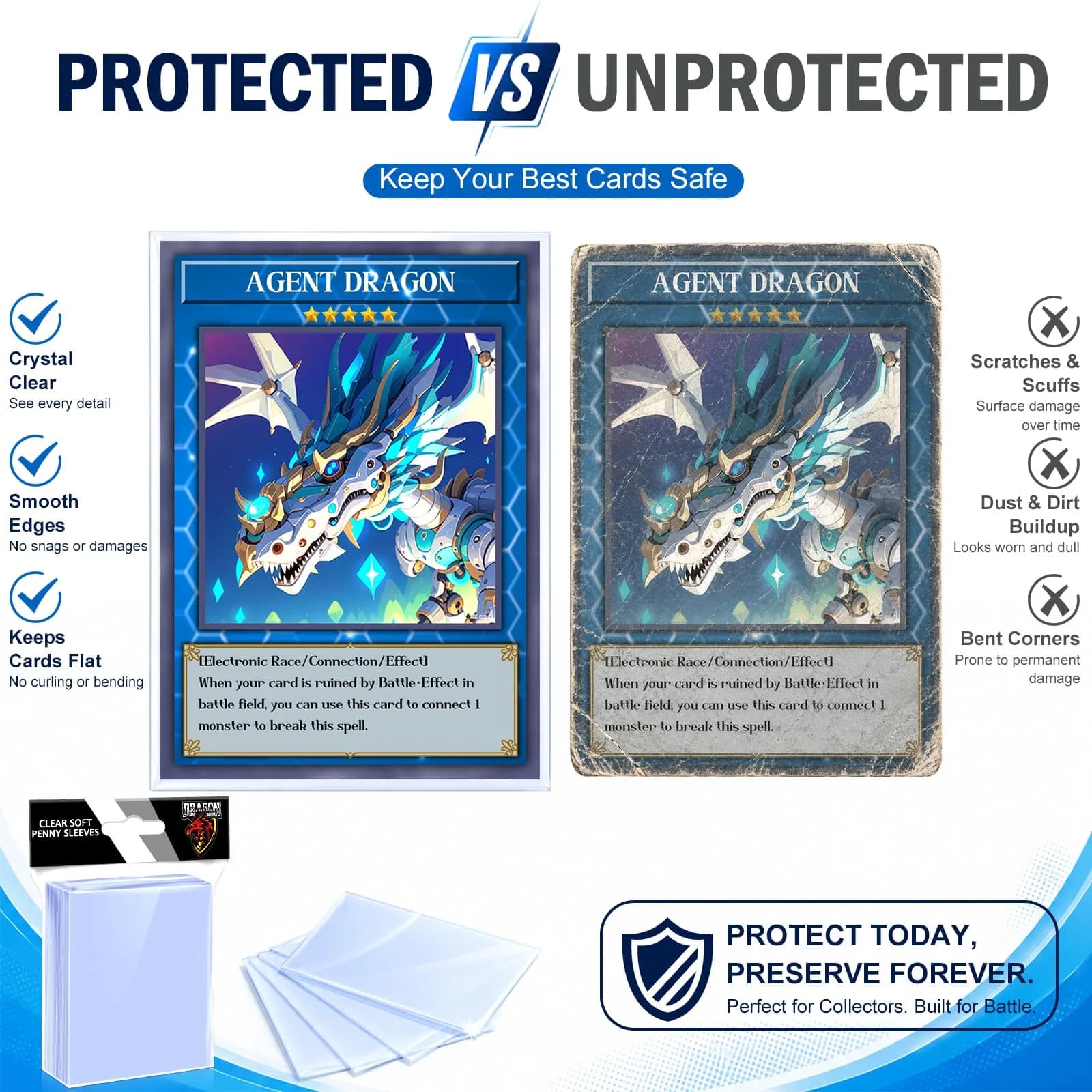 Kitoyz 1000 Counts Card Sleeves & Top Loaders | Bulk Value for Sports Cards, Football, Game Card - view 3