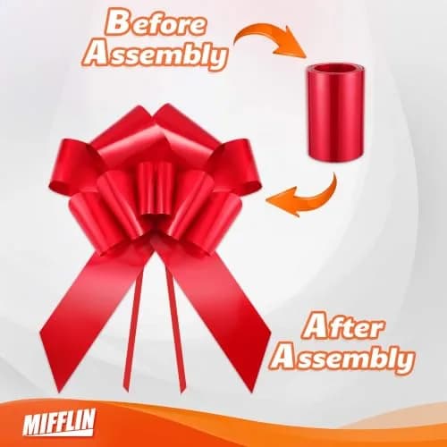 MIFFLIN 30" Big Car Bow - Matte Red Butterfly Shape Gift Bow for Birthday thumbnail 4