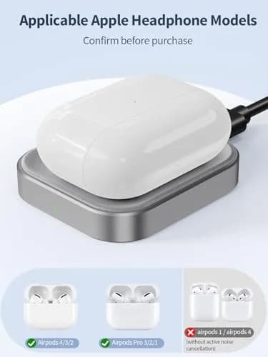 Miroddi AirPods Pro Charger - Wireless Charging Station for AirPods 4 with Noise Cancellation | Gray thumbnail 2