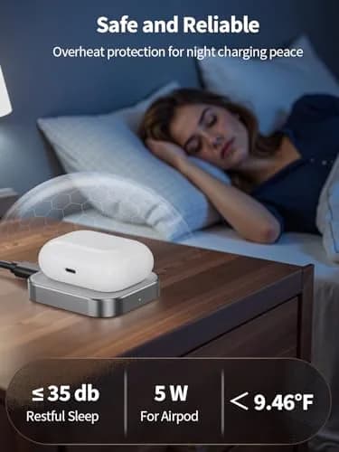 Miroddi AirPods Pro Charger - Wireless Charging Station for AirPods 4 with Noise Cancellation | Gray thumbnail 3