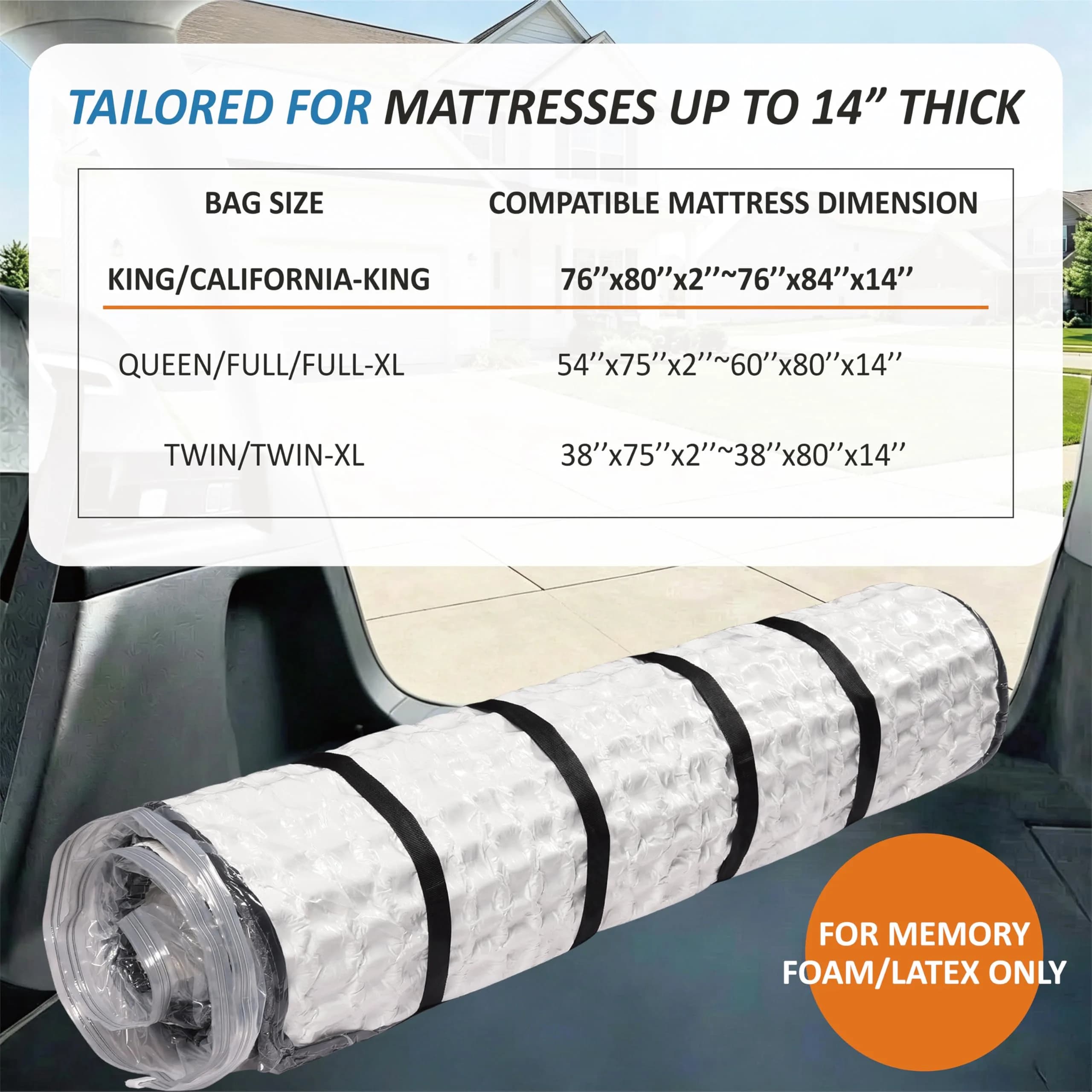Storage Logic King/Cal-King Mattress Vacuum Bag with 4 Straps | Compresses 80% for Moving & Storage - view 4