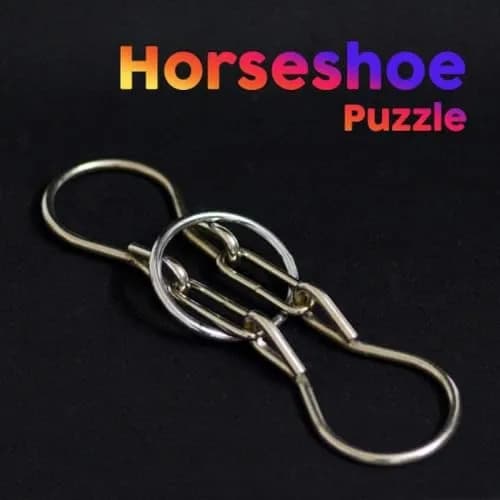 MilesMagic Horseshoe Puzzle Metal Gimmick Ring Add Remove Classic Brain Teasing Magic Trick 26 cm (10.2 in) thumbnail 4