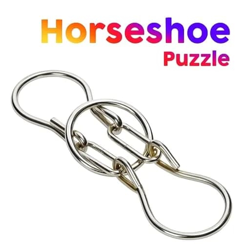 MilesMagic Horseshoe Puzzle Metal Gimmick Ring Add Remove Classic Brain Teasing Magic Trick 26 cm (10.2 in) thumbnail 2