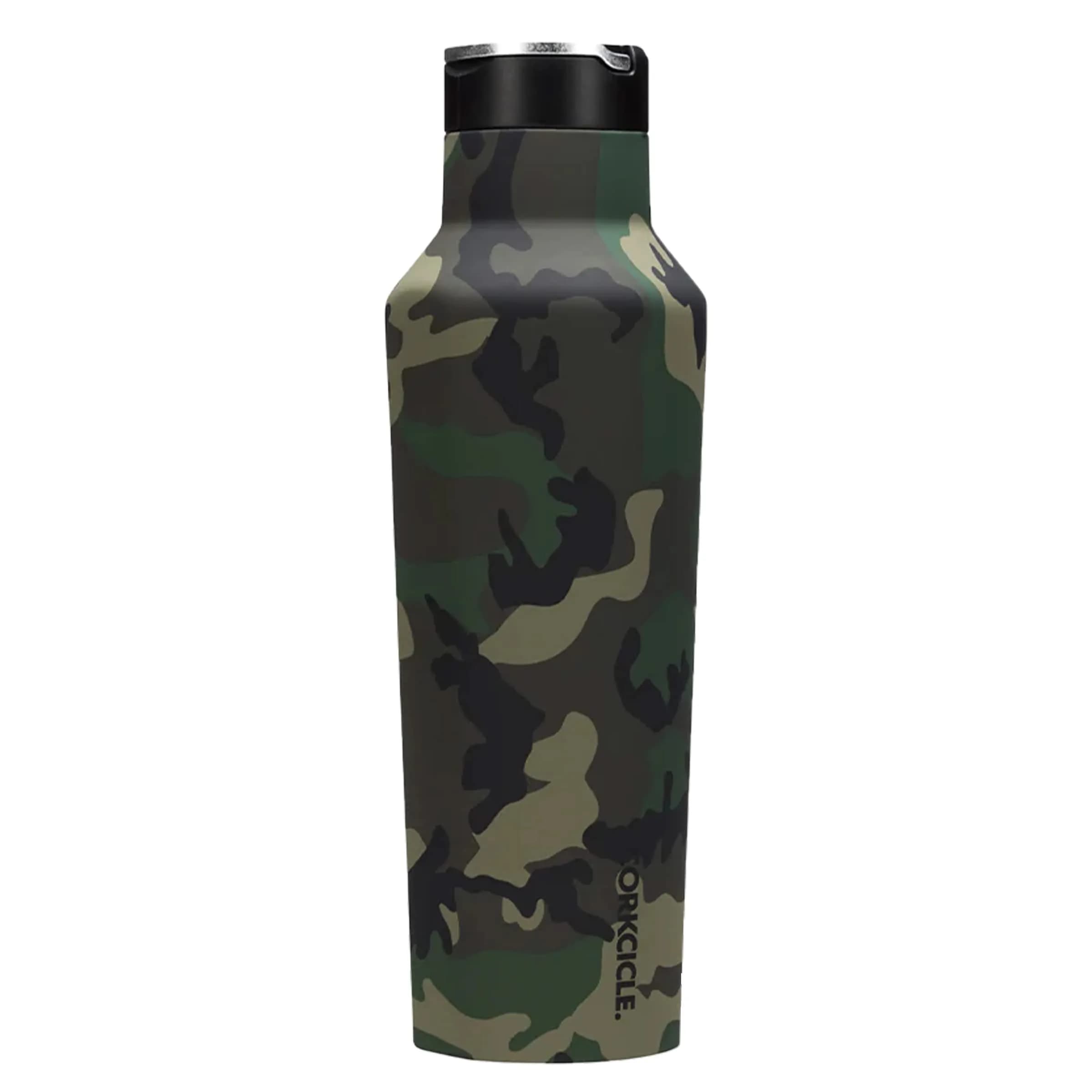 Corkcicle Sport Canteen 20 oz Triple Insulated Bottle Woodland Camo | Keeps Beverages Cold 25H & Hot 12H