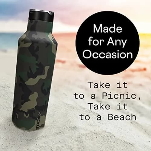 Corkcicle Sport Canteen 20 oz Triple Insulated Bottle Woodland Camo | Keeps Beverages Cold 25H & Hot 12H thumbnail 6