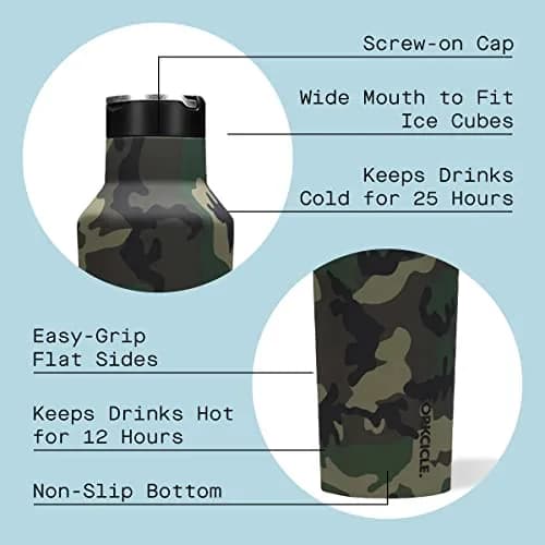 Corkcicle Sport Canteen 20 oz Triple Insulated Bottle Woodland Camo | Keeps Beverages Cold 25H & Hot 12H thumbnail 2