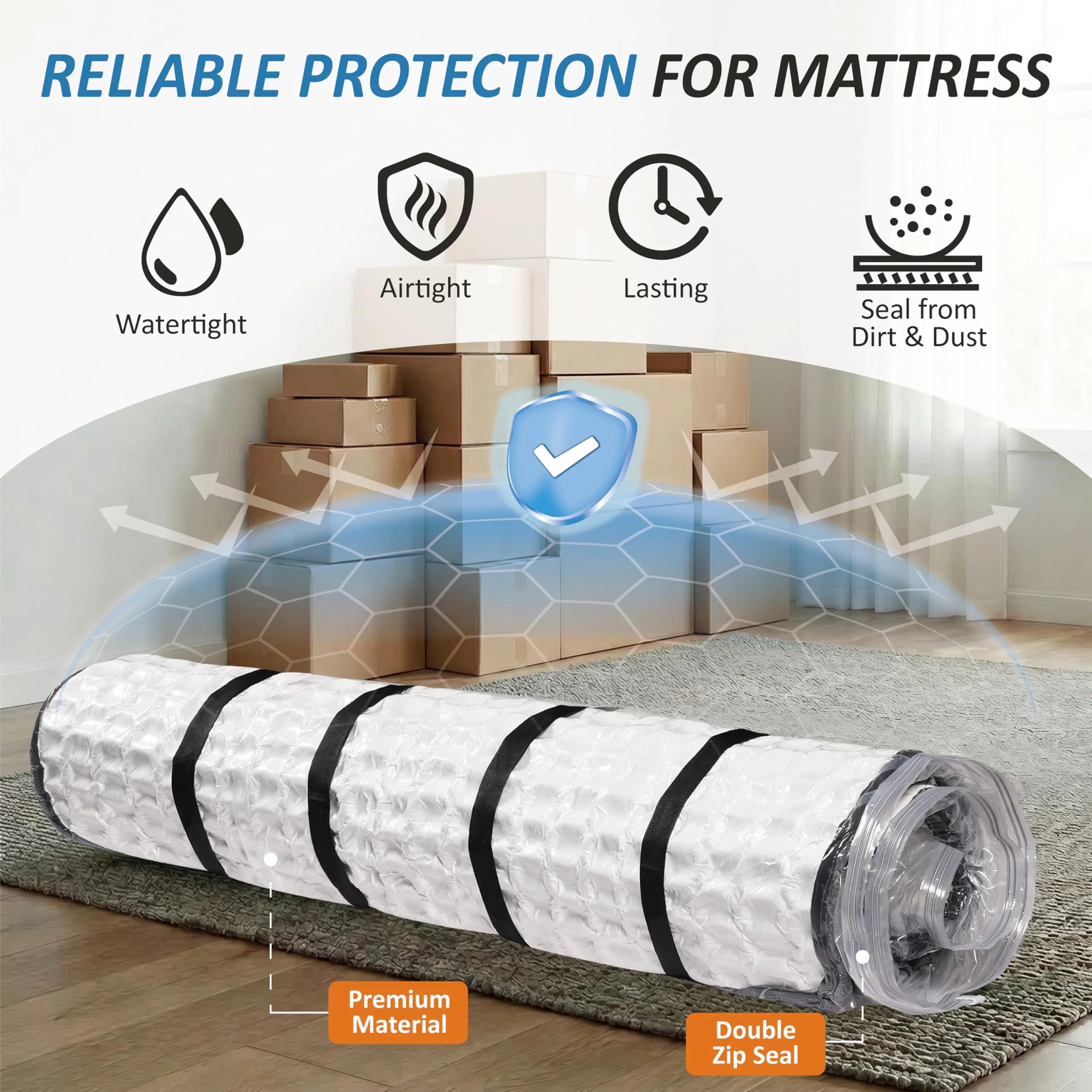 Storage Logic Queen/Full/Full-XL Mattress Vacuum Bag with 4 Straps | Compresses 80% for Moving & Storage - view 4