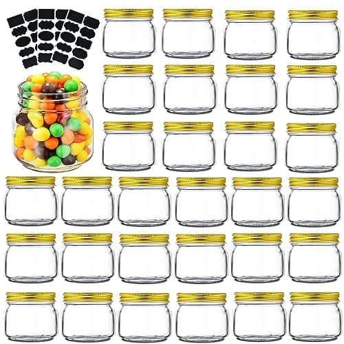 Rainforce Mason Jars 8 oz 30 Pack with Gold Lids | Food Storage & Canning thumbnail 1