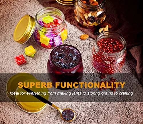 Rainforce Mason Jars 8 oz 30 Pack with Gold Lids | Food Storage & Canning thumbnail 5