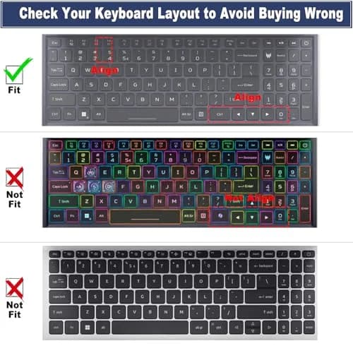 MUBUY-GOL Keyboard Cover for Acer Nitro 5 & Predator Helios 300 15.6" & 17.3" | High Transparency & Waterproof thumbnail 2