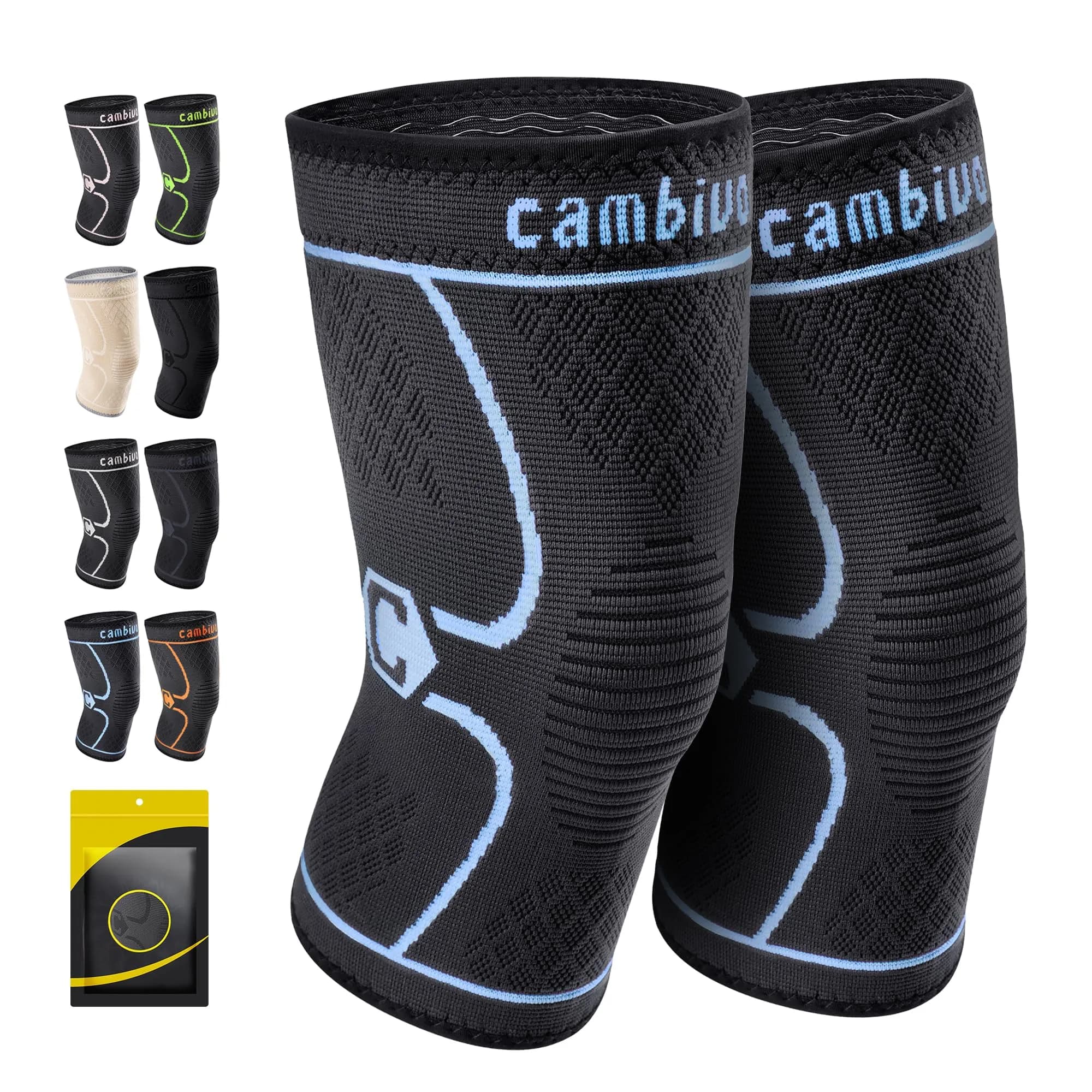 CAMBIVO Blue Knee Brace Compression Sleeve, Large | FDA Approved Orthopedic Brace - main product image