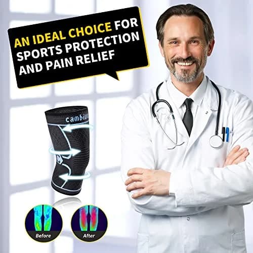CAMBIVO Blue Knee Brace Compression Sleeve, Large | FDA Approved Orthopedic Brace thumbnail 2