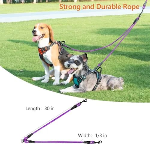 Taglory Double Dog Leash Coupler for Two Dogs, 76.2 cm (30 Inch) Purple | Tangle-Free Walks for Small to Medium Dogs thumbnail 5